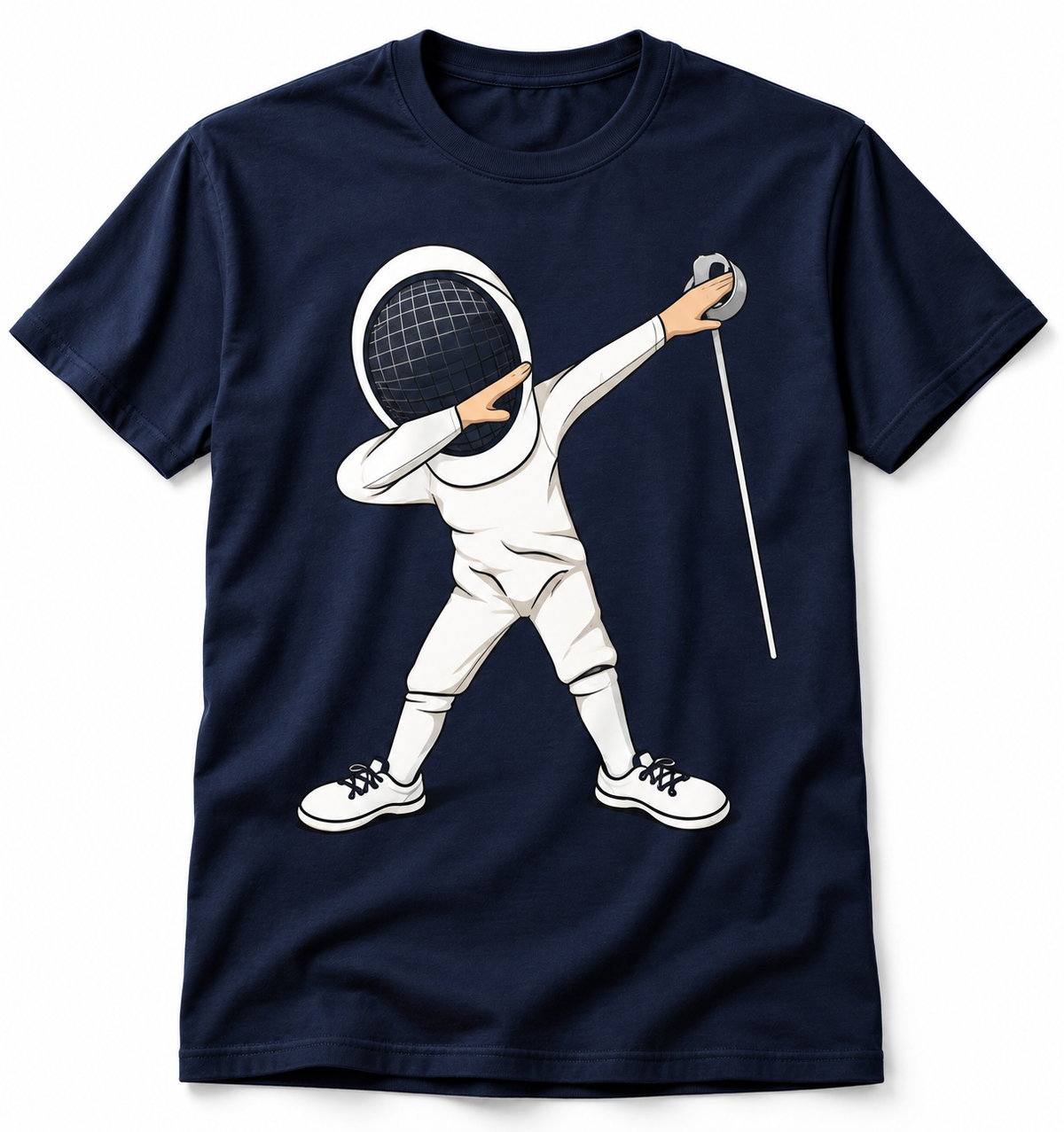 Dabbing Fencer t-shirt, navy, Palm Beach Fencing Club