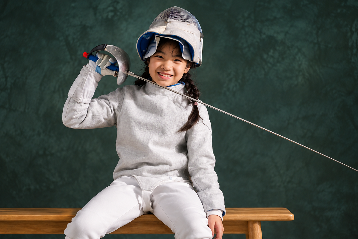 Junior fencer training saber in the Palm Beach Fencing Club competitive program